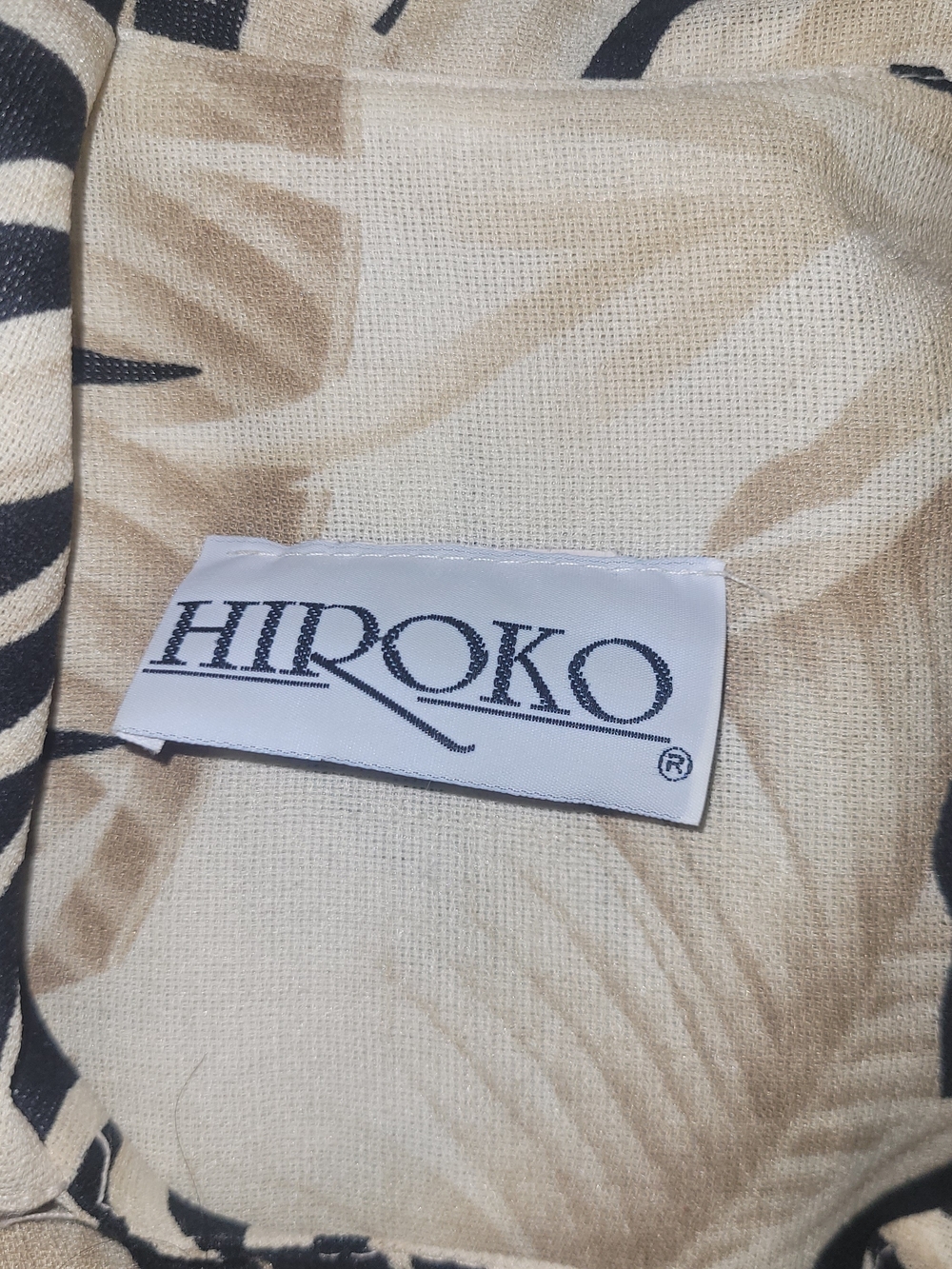 Hiroko 90's Sleeveless Tan & Black Tropical Print Button-Front Maxi Dress XL - Picture 8 of 8